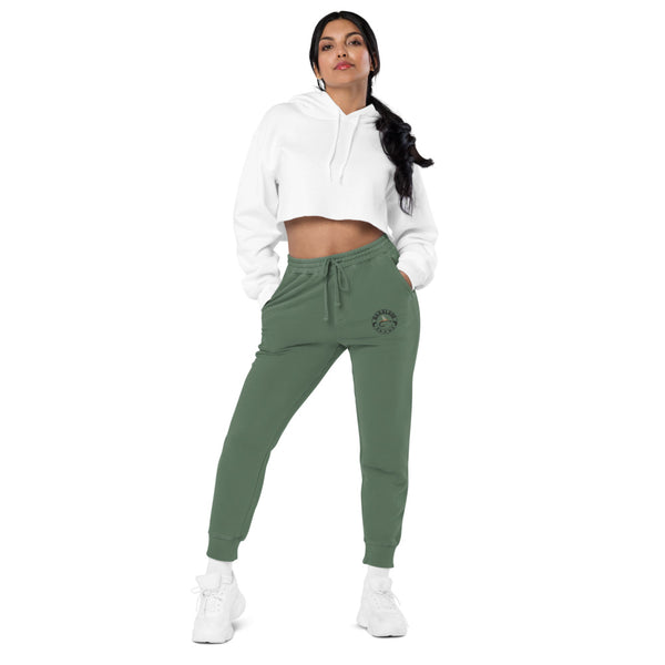 Unisex pigment dyed sweatpants with embroidery