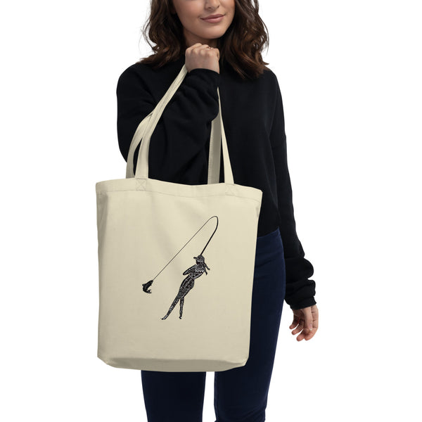 Large Zippered Fly Gal Canvas Tote Bag