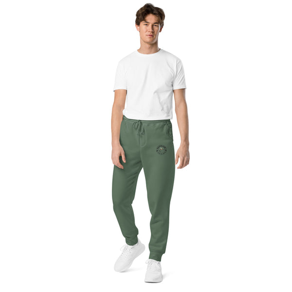 Unisex pigment dyed sweatpants with embroidery